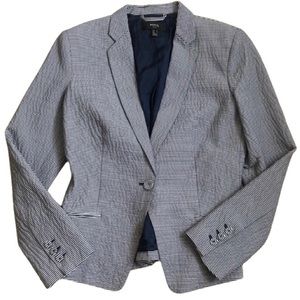 MANGO‎ Blue/White Seersucker Blazer Size 10